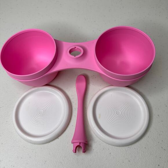 Tupperware Pink Blossom Condiment 2 Bowl Set Containers With Lids - Picture 2 of 7